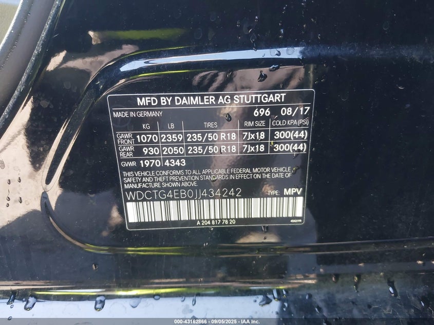 2018 MERCEDES-BENZ GLA 250 WDCTG4EB0JJ434242