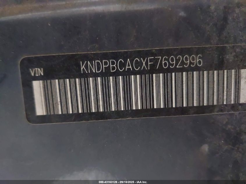 2015 Kia Sportage Lx VIN: KNDPBCACXF7692996 Lot: 43163126