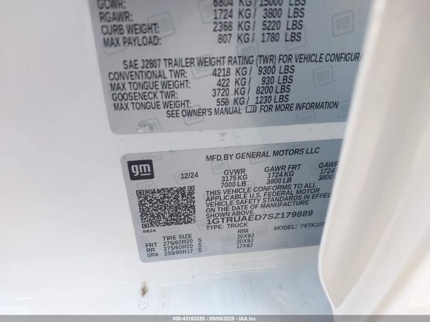 2025 GMC Sierra 1500 4Wd Double Cab Standard Box Pro VIN: 1GTRUAED7SZ17988 Lot: 43163355