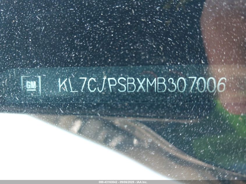 2021 Chevrolet Trax Awd Lt VIN: KL7CJPSBXMB307006 Lot: 43163542