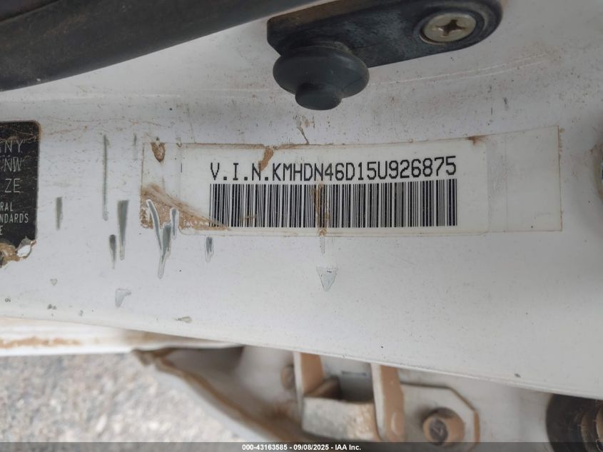 2005 Hyundai Elantra Gls/Gt VIN: KMHDN46D15U926875 Lot: 43163585