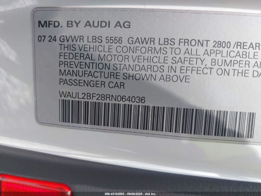 2024 Audi A6 - WAUL2BF28RN064036