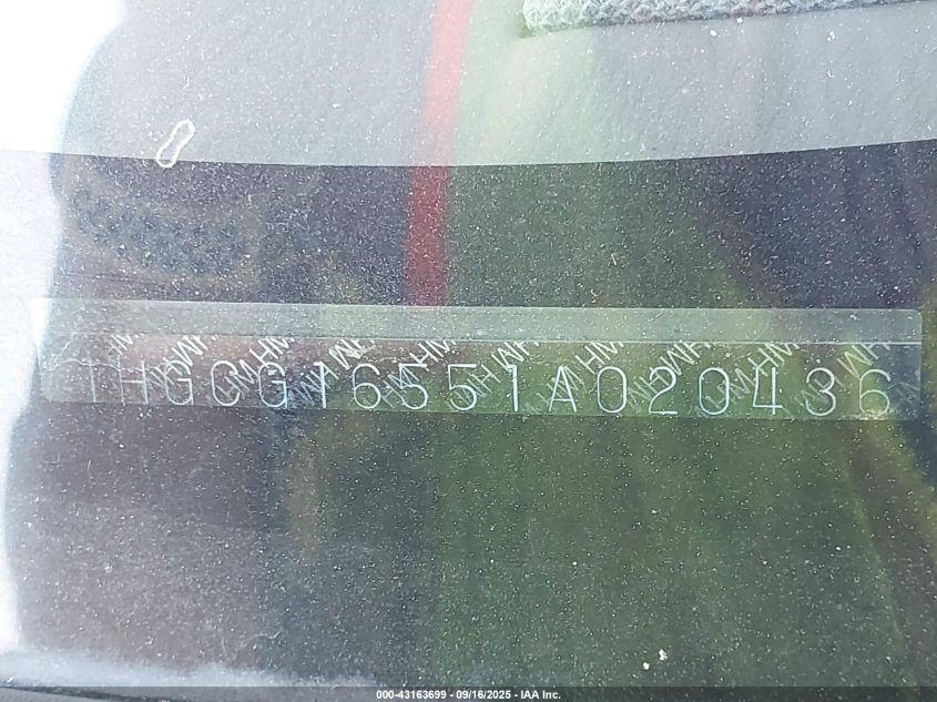 2001 Honda Accord 3.0 Ex VIN: 1HGCG16551A020436 Lot: 43163699