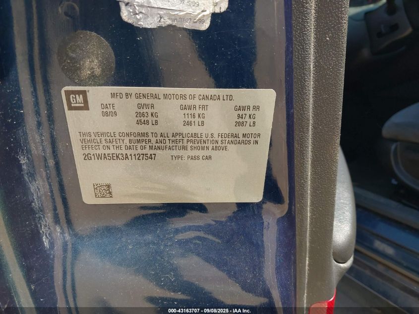 2010 Chevrolet Impala Ls VIN: 2G1WA5EK3A1127547 Lot: 43163707