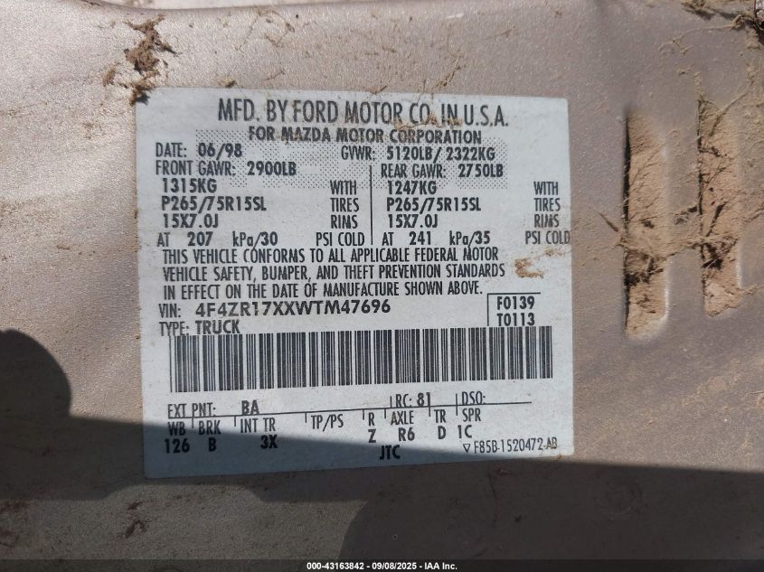 1994 Mazda B4000 Cab Plus VIN: 4F4CR16X5RTN04849 Lot: 43163842