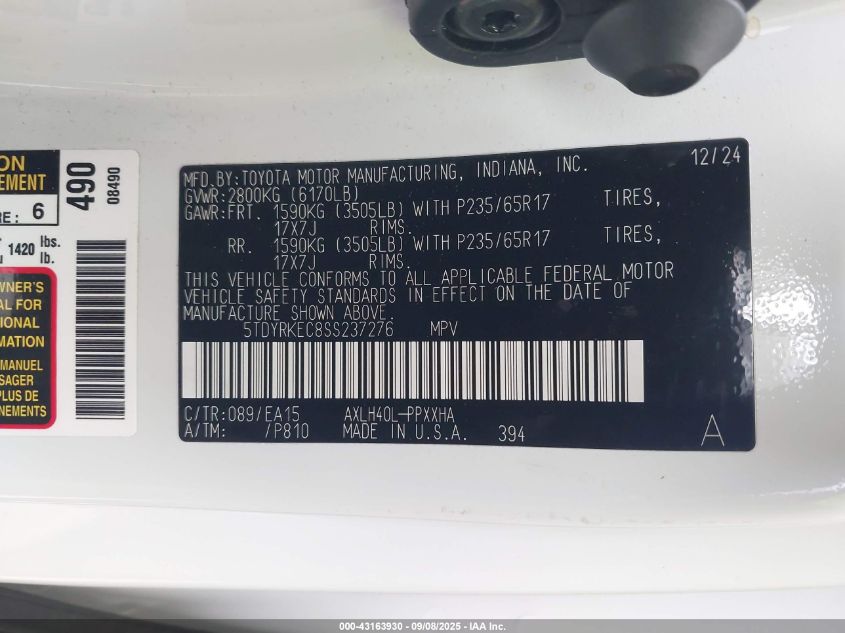 2025 Toyota Sienna - 5TDYRKEC8SS237276