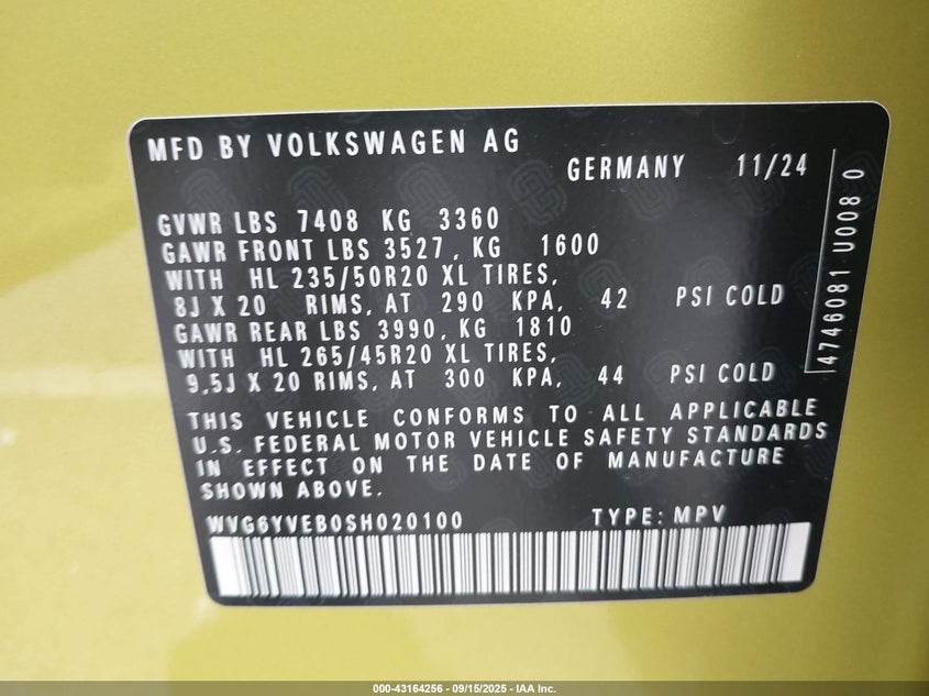 2025 VOLKSWAGEN ID. BUZZ 1ST EDITION WITH 4MOTION WVG6YVEB0SH020100