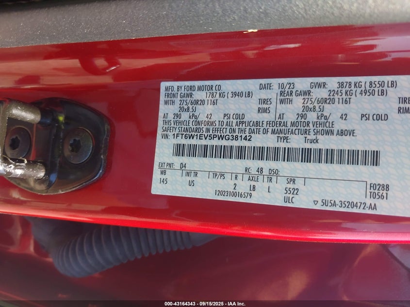 1FT6W1EV5PWG38142 2023 FORD F-150 photo no. 9