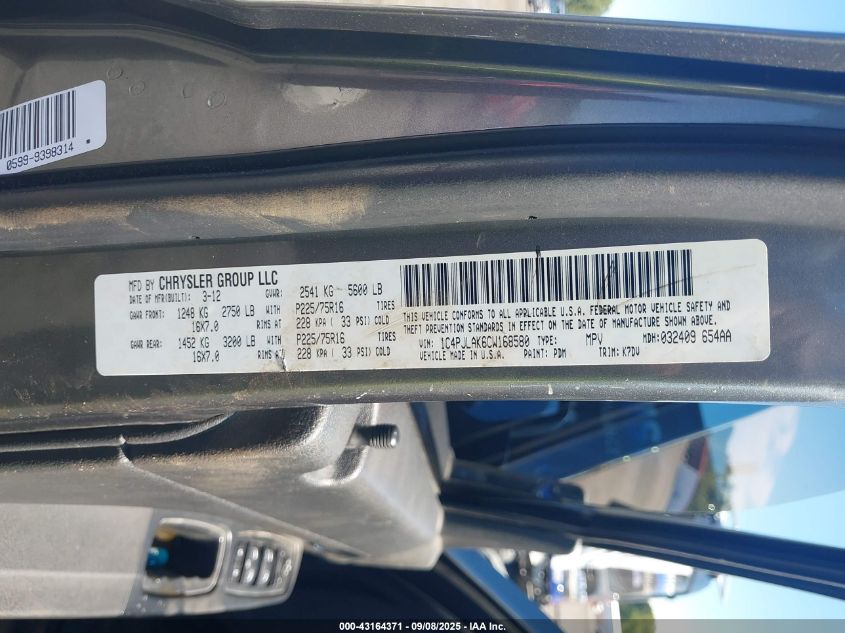 2012 Jeep Liberty Sport VIN: 1C4PJLAK6CW168580 Lot: 43164371