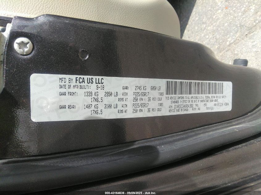 2019 Dodge Grand Caravan Sxt VIN: 2C4RDGCG4KR541932 Lot: 43164636