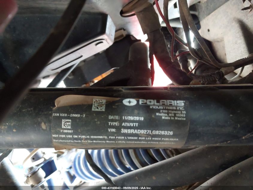 2020 Polaris Rzr Pro Xp Ultimate VIN: 3NSRAD927LG826326 Lot: 43165043