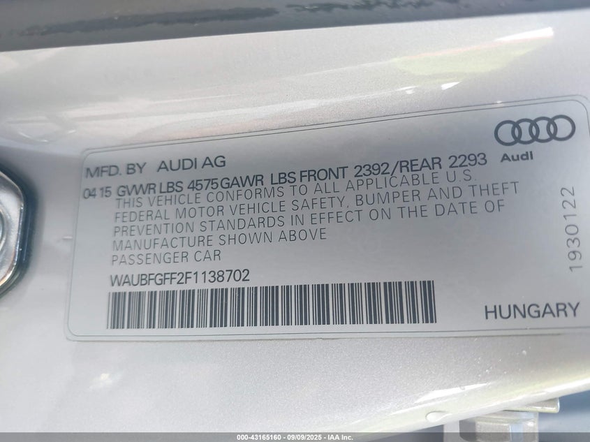 2015 AUDI A3 2.0T PREMIUM - WAUBFGFF2F1138702