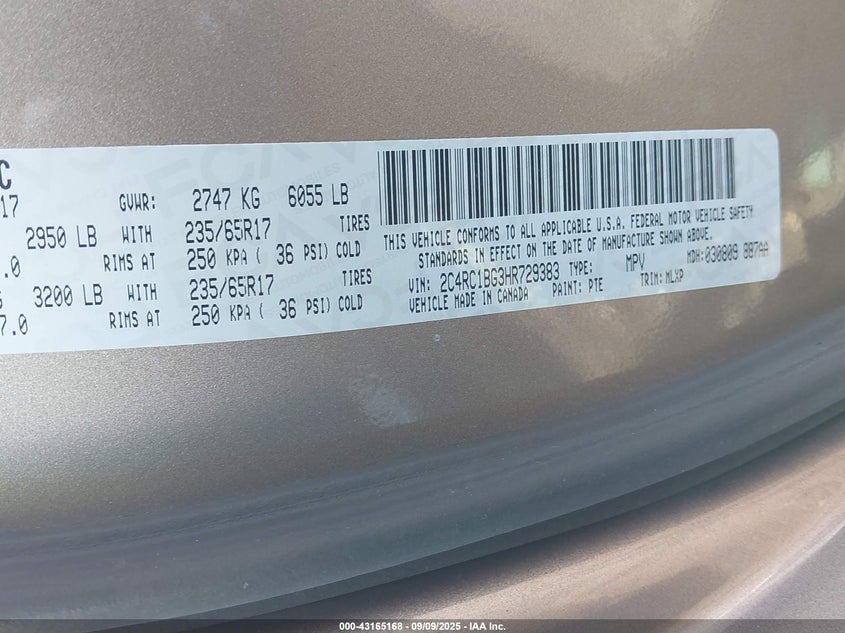 2017 CHRYSLER PACIFICA TOURING-L - 2C4RC1BG3HR729383