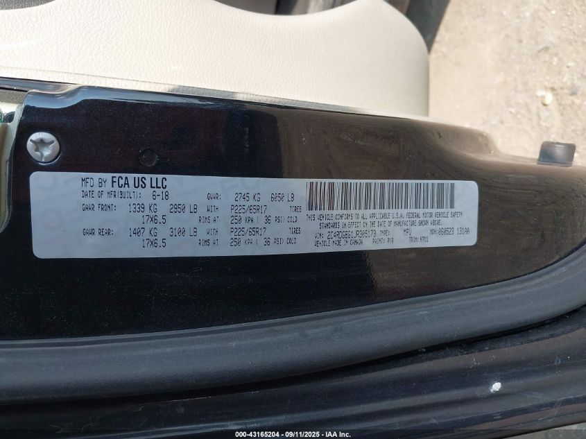 2018 Dodge Grand Caravan Se VIN: 2C4RDGBG1JR305173 Lot: 43165204