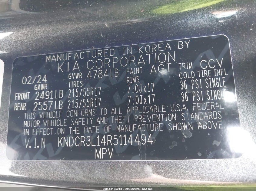 2024 KIA NIRO EV WIND - KNDCR3L14R5114494