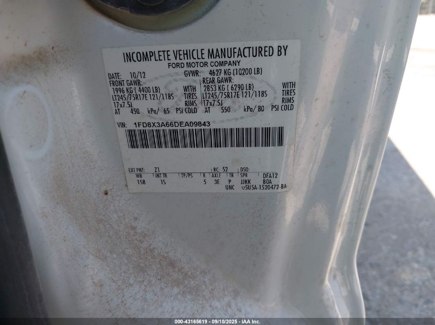 2013 Ford F-350 Xl VIN: 1FD8X3A66DEA09843 Lot: 43165619