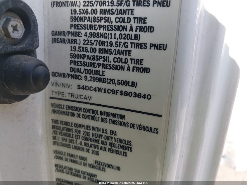 2015 Isuzu Npr Hd Reg VIN: 54DC4W1C9FS803640 Lot: 43166283