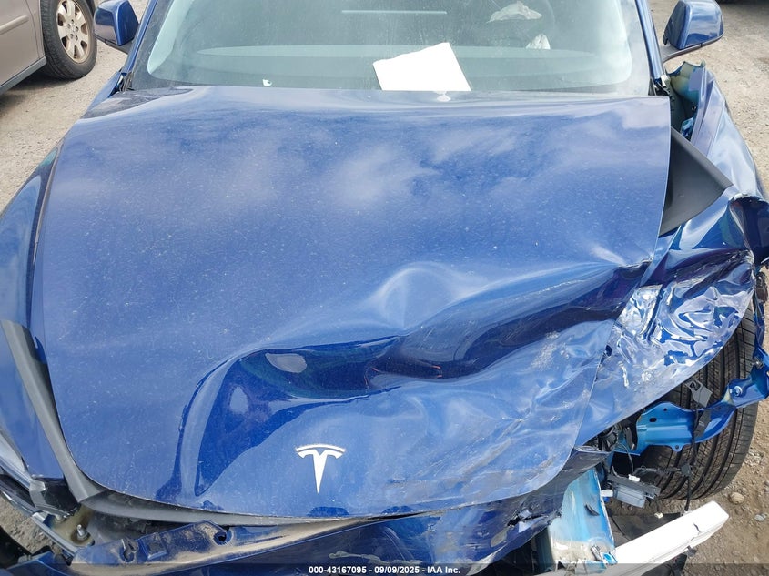 2024 Tesla Model 3 Long Range Dual Motor All-wheel Drive rear-wheel Drive Blue Lot 111043167095 Vin 5YJ3E1EA7RF873202