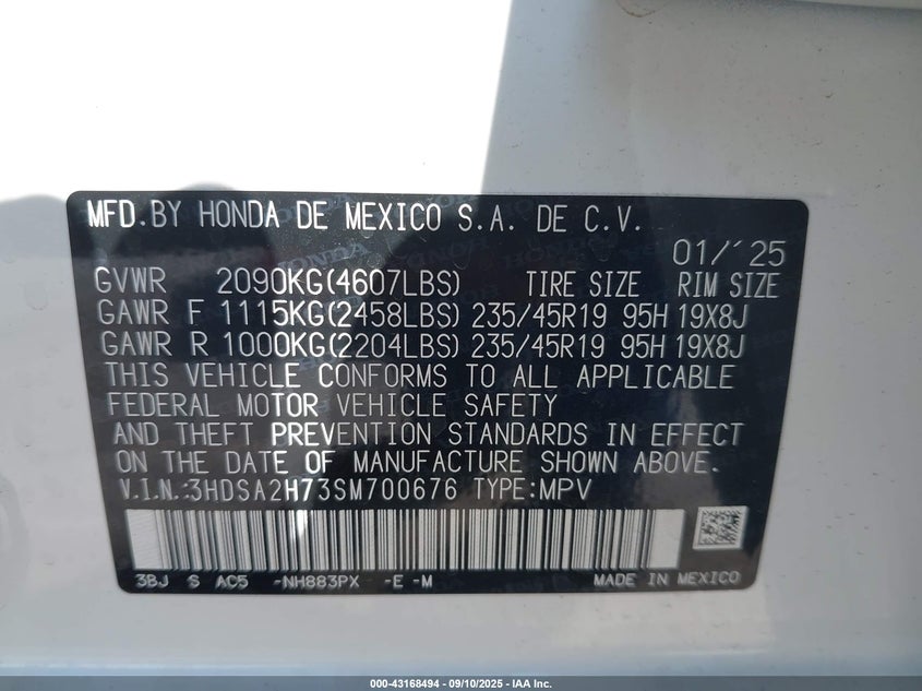 2025 ACURA ADX A-SPEC ADVANCE 3HDSA2H73SM700676
