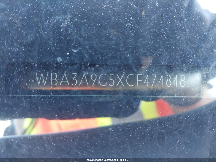 2012 BMW 335I VIN: WBA3A9C5XCF474848 Lot: 43168960