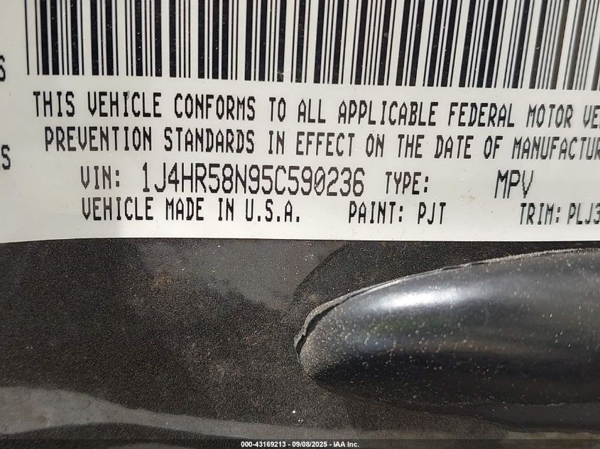 2005 Jeep Grand Cherokee Limited VIN: 1J4HR58N95C590236 Lot: 43169213