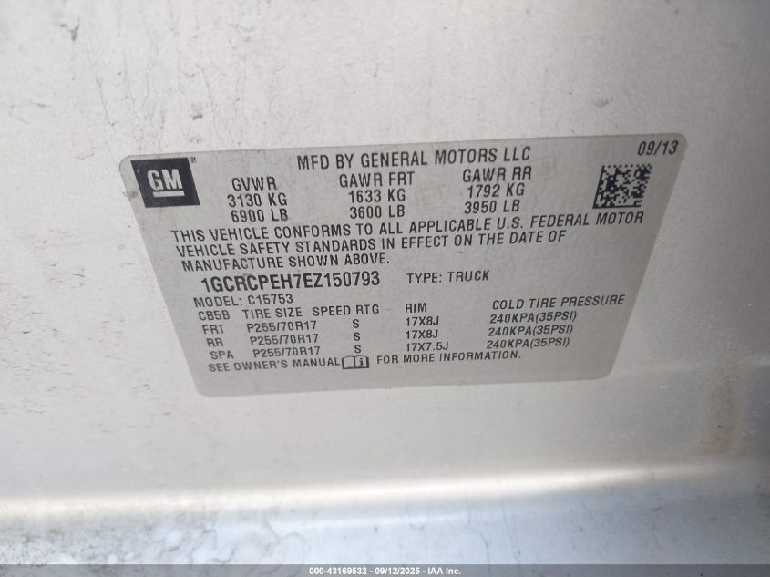 2014 Chevrolet Silverado 1500 Work Truck 2Wt VIN: 1GCRCPEH7EZ150793 Lot: 43169532