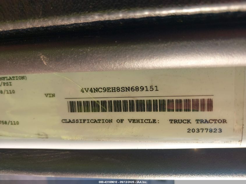 2025 Volvo Vnl VIN: 4V4NC9EH8SN689151 Lot: 43169610