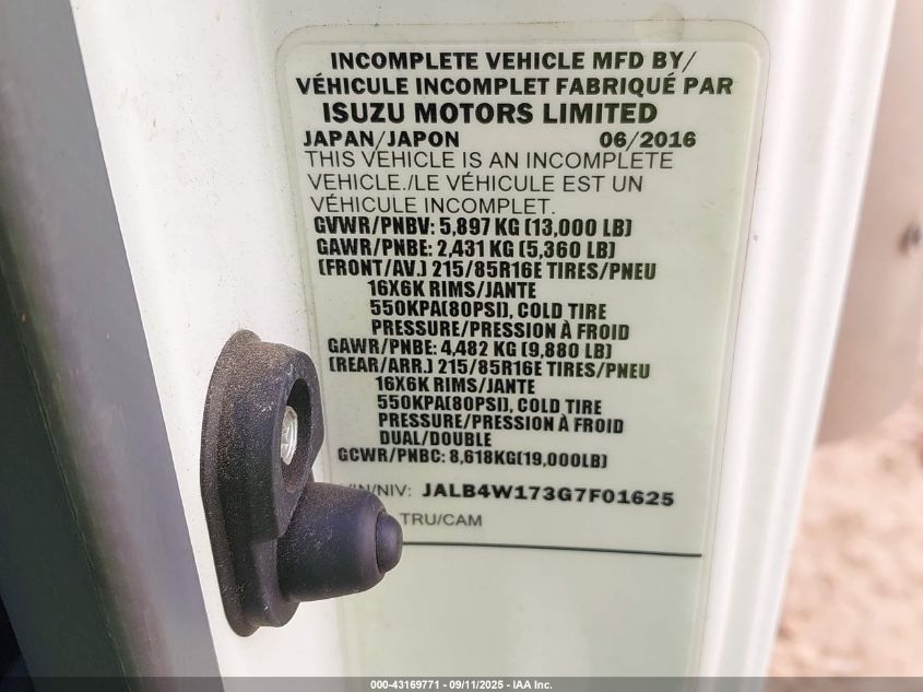 2016 Isuzu Npr Dsl Reg At VIN: JALB4W173G7F01625 Lot: 43169771