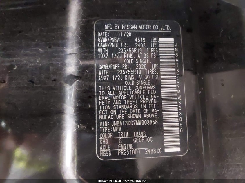 2021 NISSAN ROGUE PLATINUM INTELLIGENT AWD - JN8AT3DD7MW303858