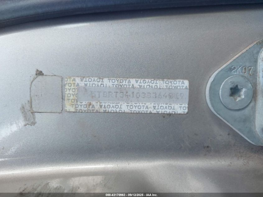 2003 Toyota Tundra Sr5 V8 VIN: 5TBRT34103S364819 Lot: 43170963