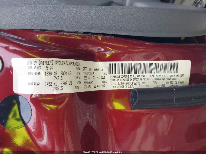 2007 Jeep Grand Cherokee Laredo VIN: 1J8GR48K67C682370 Lot: 43170972