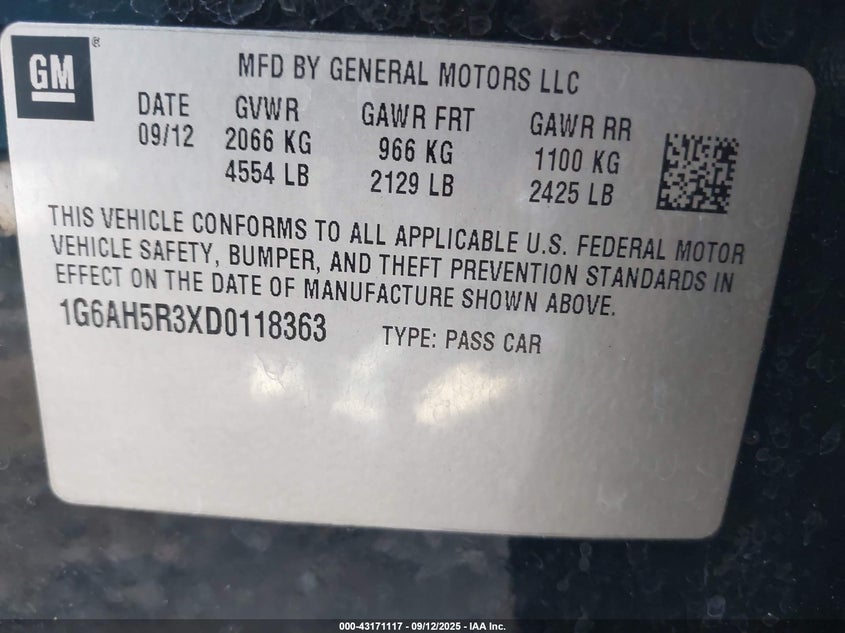 2013 CADILLAC ATS LUXURY - 1G6AH5R3XD0118363