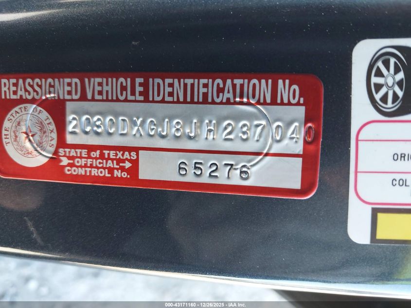 2018 Dodge Charger R/T Scat Pack Rwd VIN: 2C3CDXGJ8JH237040 Lot: 43171160