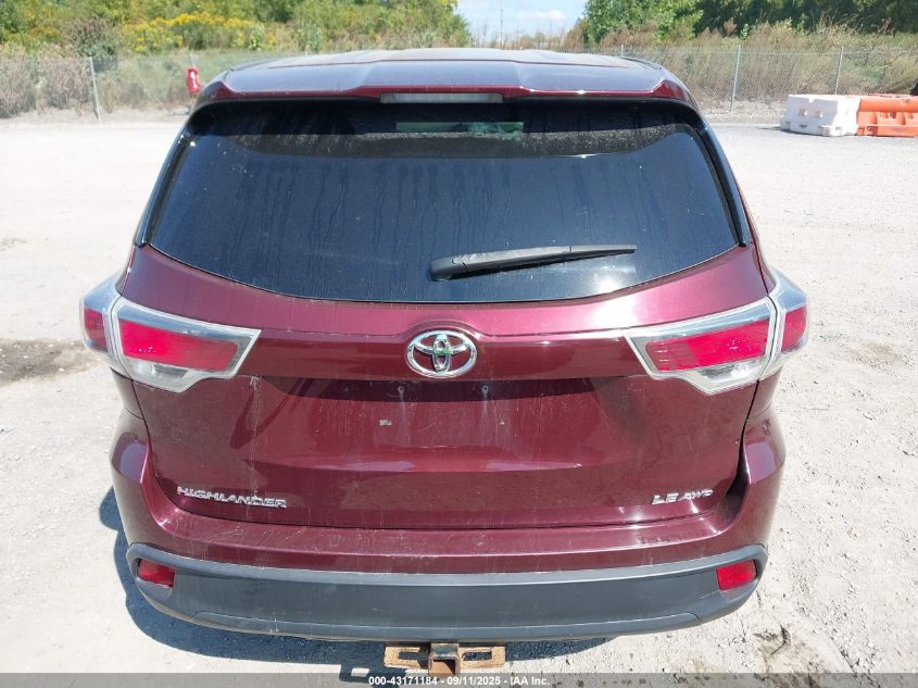 2015 Toyota Highlander Le V6 VIN: 5TDBKRFH1FS192460 Lot: 43171184