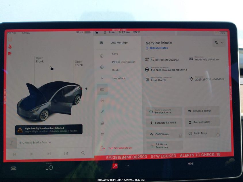 2021 Tesla Model 3 Long Range Dual Motor All-Wheel Drive VIN: 5YJ3E1EB4MF002503 Lot: 43171811
