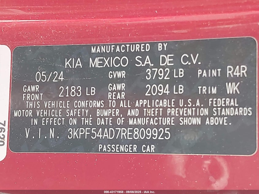 2024 KIA FORTE GT-LINE - 3KPF54AD7RE809925