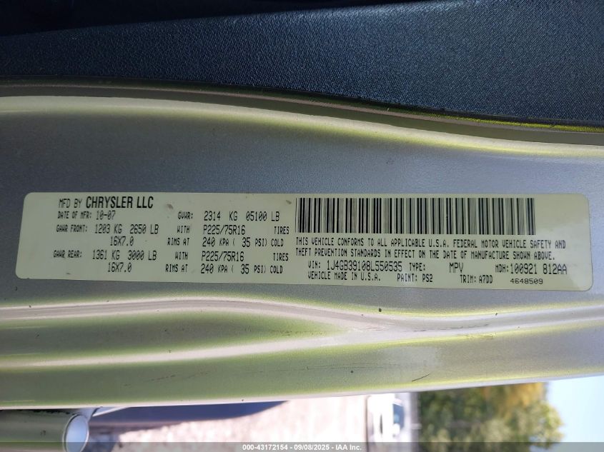 2008 Jeep Wrangler Unlimited X VIN: 1J4GB39108L550535 Lot: 43172154