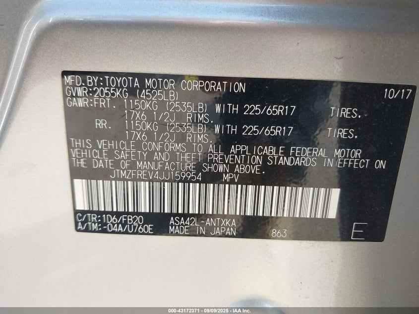 2018 TOYOTA RAV4 LE - JTMZFREV4JJ159954