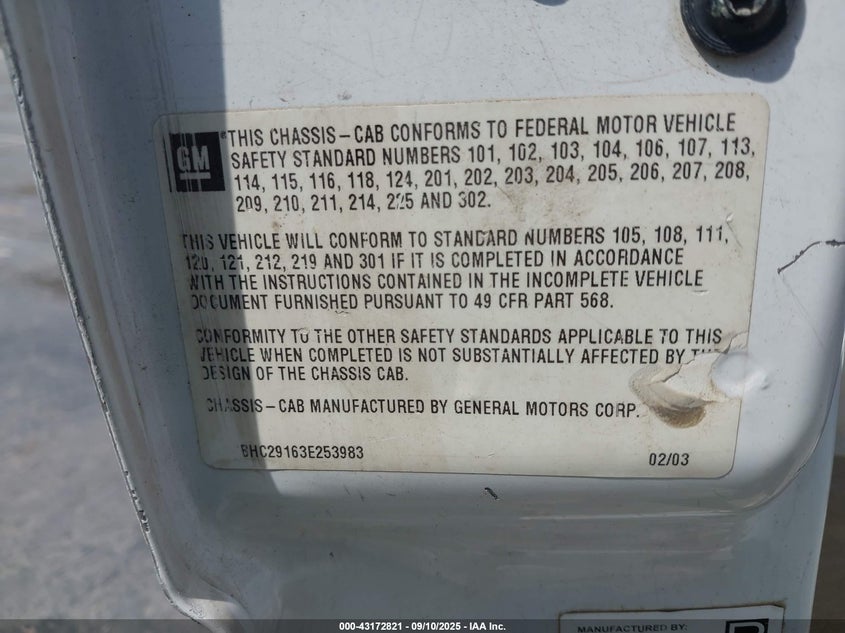 2003 Chevrolet Silverado 2500Hd VIN: 1GBHC29163E253983 Lot: 43172821