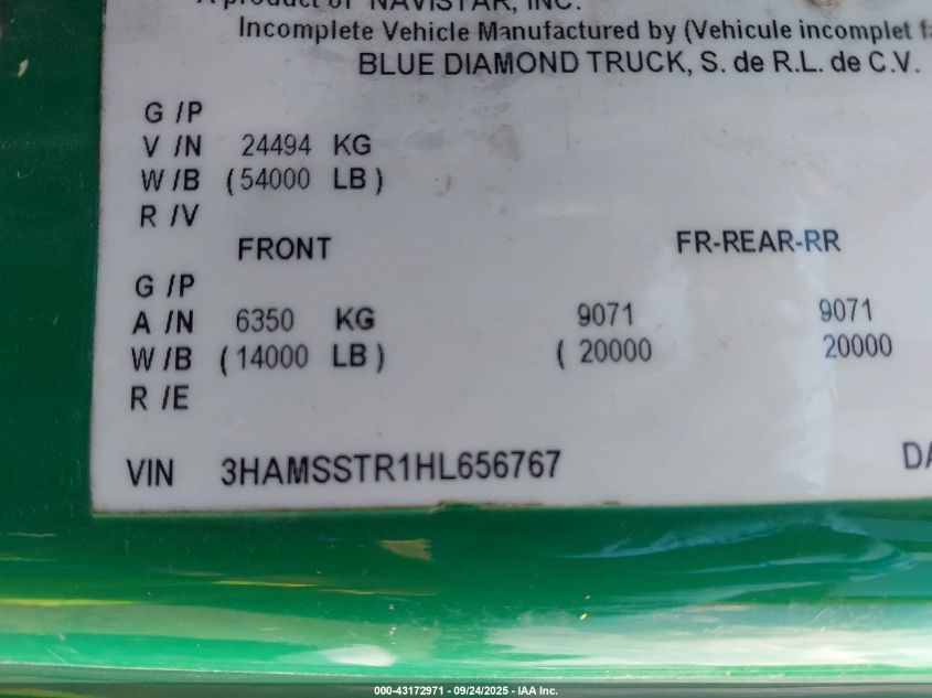 2017 International Durastar 4400 VIN: 3HAMSSTR1HL656767 Lot: 43172971