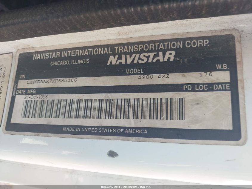 1999 International 4000 4900 VIN: 1HTSDAAR7XH685466 Lot: 43172991