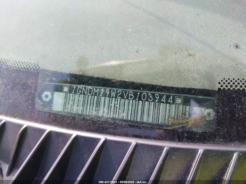 1997 Chevrolet Astro Ls Cmi VIN: 1GNDM19W2VB103944 Lot: 43173031