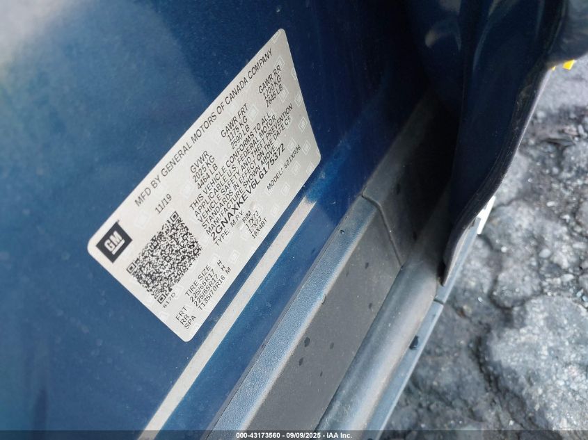 2020 Chevrolet Equinox Fwd Lt 1.5L Turbo VIN: 2GNAXKEV6L6175372 Lot: 43173560