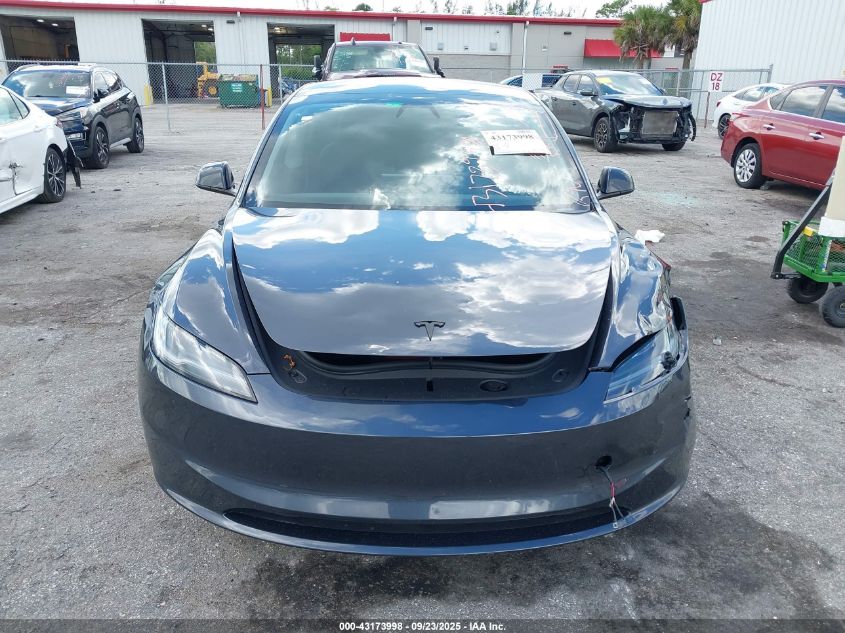 2024 Tesla Model 3 Long Range Dual Motor All-Wheel Drive/Rear-Wheel Drive VIN: 5YJ3E1EA3RF768799 Lot: 43173998