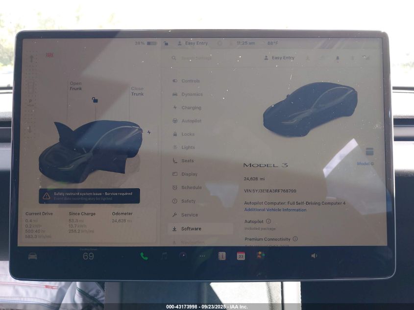 2024 Tesla Model 3 Long Range Dual Motor All-Wheel Drive/Rear-Wheel Drive VIN: 5YJ3E1EA3RF768799 Lot: 43173998