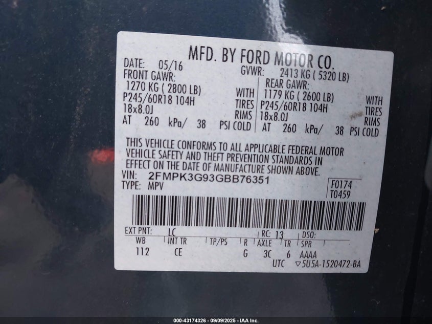 2016 FORD EDGE SE - 2FMPK3G93GBB76351