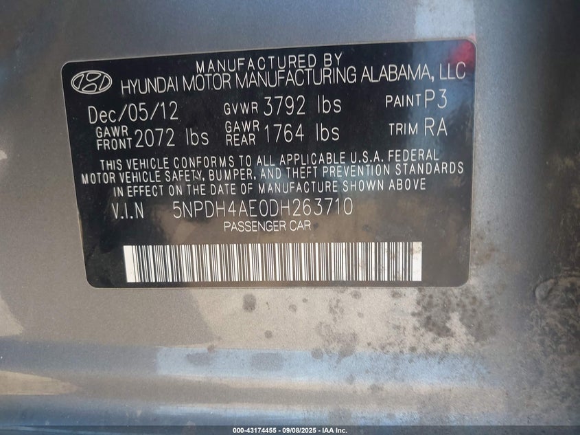 2013 HYUNDAI ELANTRA GLS - 5NPDH4AE0DH263710