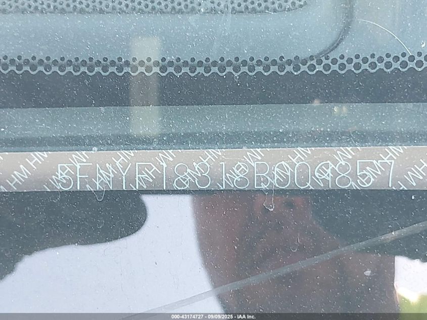 2008 Honda Pilot Se VIN: 5FNYF18318B009857 Lot: 43174727