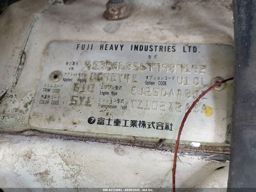 1996 Subaru Legacy Outback VIN: 4S3BG6856T7987142 Lot: 43174963