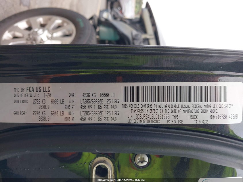 2020 RAM 2500 LARAMIE  4X4 8' BOX - 3C6UR5KL0LG121209